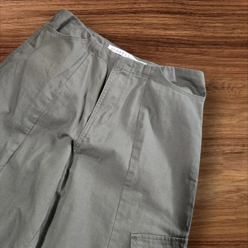 Tinseltown Green Wide Leg Cargo Trouser Pants - Picture 2 of 6